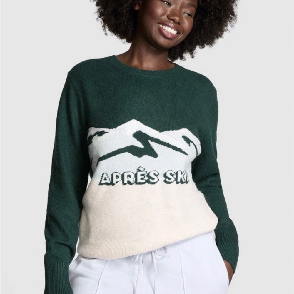 PINK Victoria's Secret Teal & Cream Knit Sweater